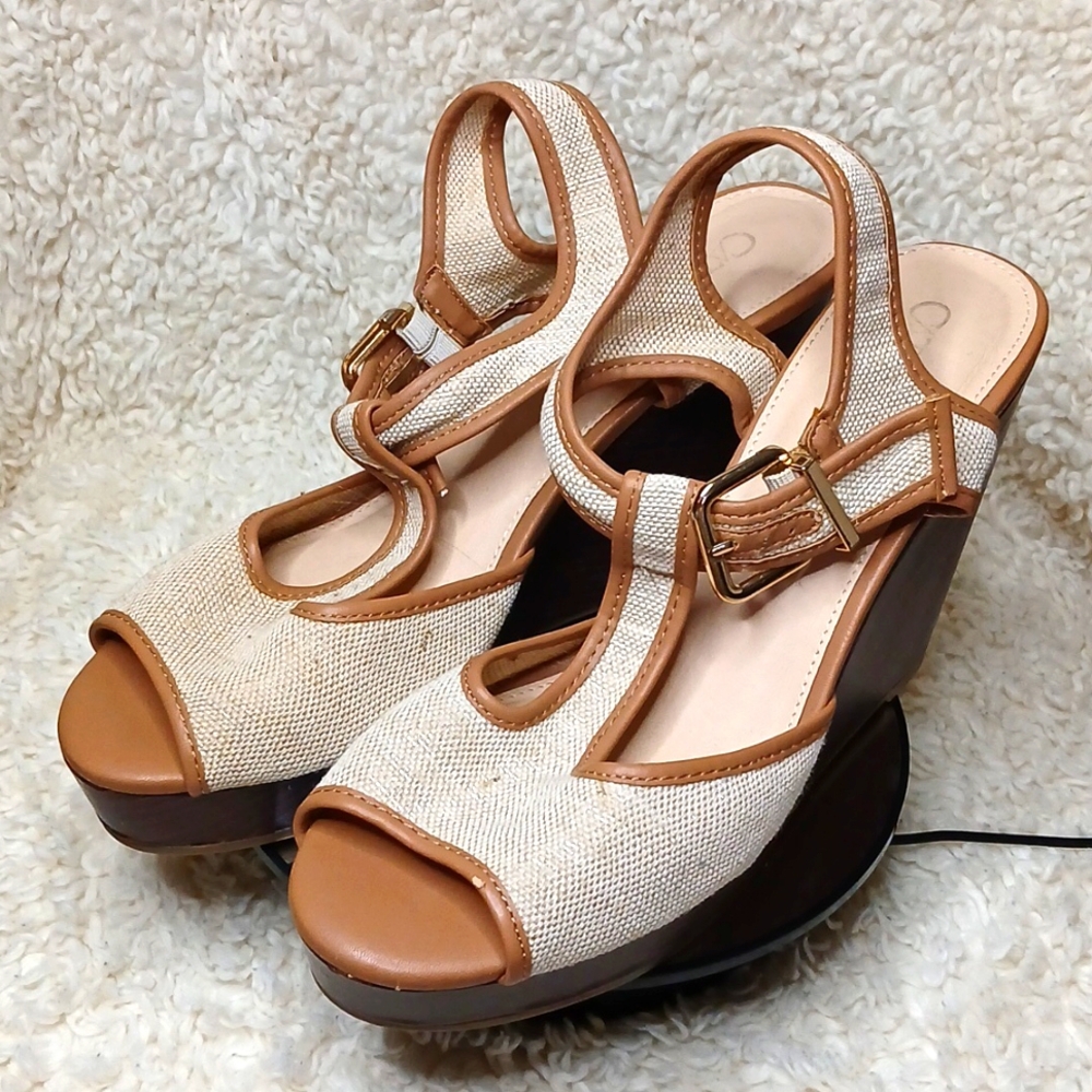 CATO's Tweed Glittered Wedges